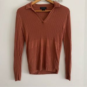 Club Monaco wool blend long sleeve collar v neck top. Worn once.